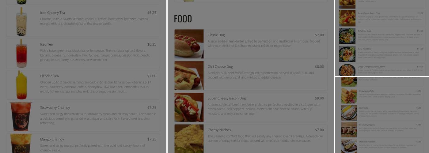 Bobablastic Menu