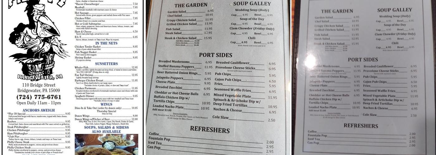 Pier 19 Menu