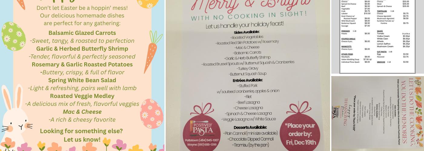 Positively Pasta Menu