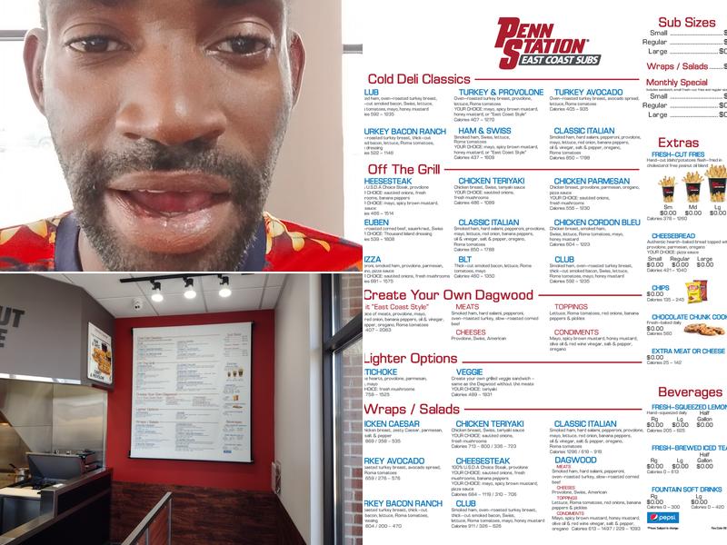 Penn Station East Coast Subs Menu