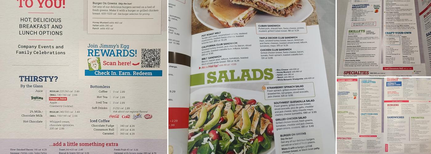 Jimmy's Egg - Amarillo, Soncy Rd. Menu