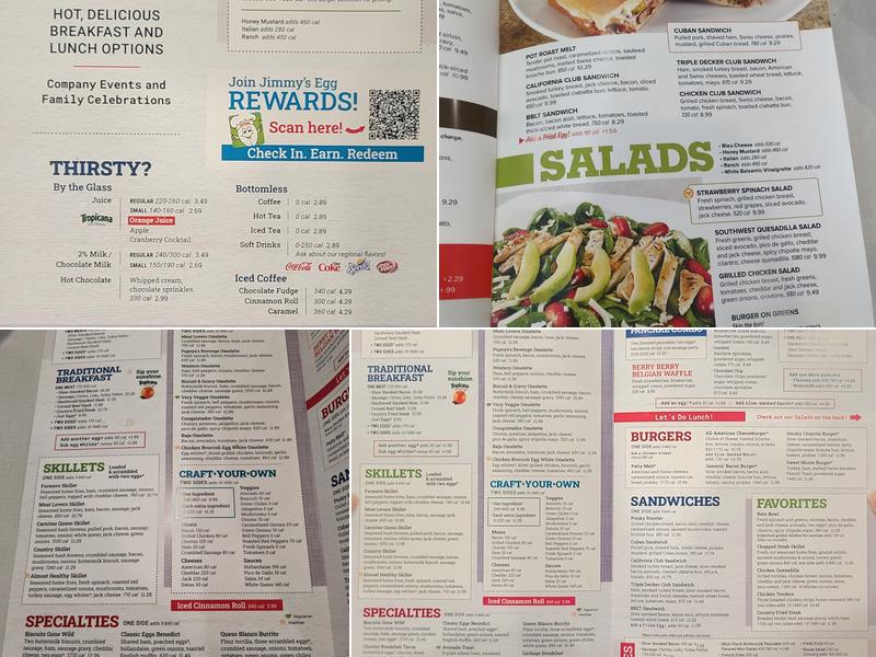 Jimmy's Egg - Amarillo, Soncy Rd. Menu