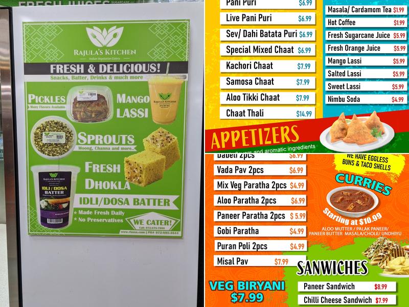 Rajula's Kitchen Menu