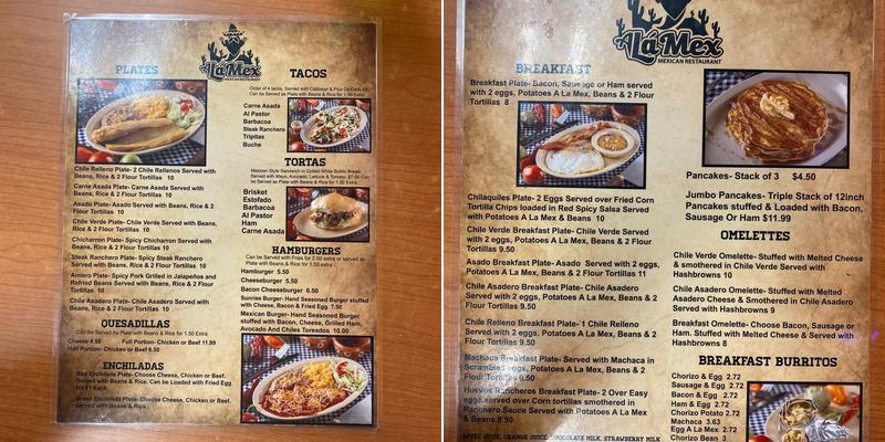 A La Mex Menu