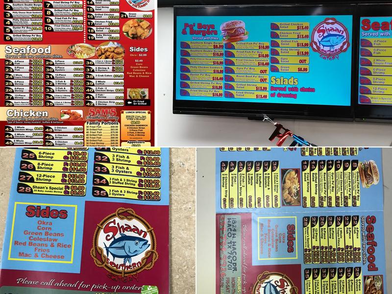 SHAAN SOUTHERN EATERY Menu