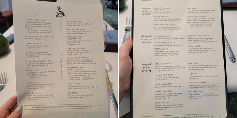 The Goldener Hirsch Restaurant Menu