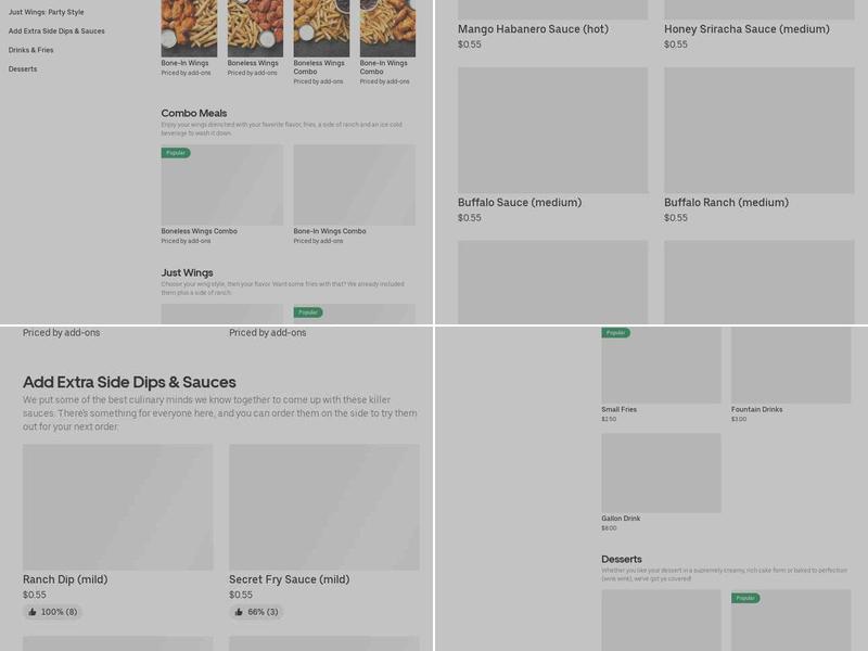 It's Just Wings Menu