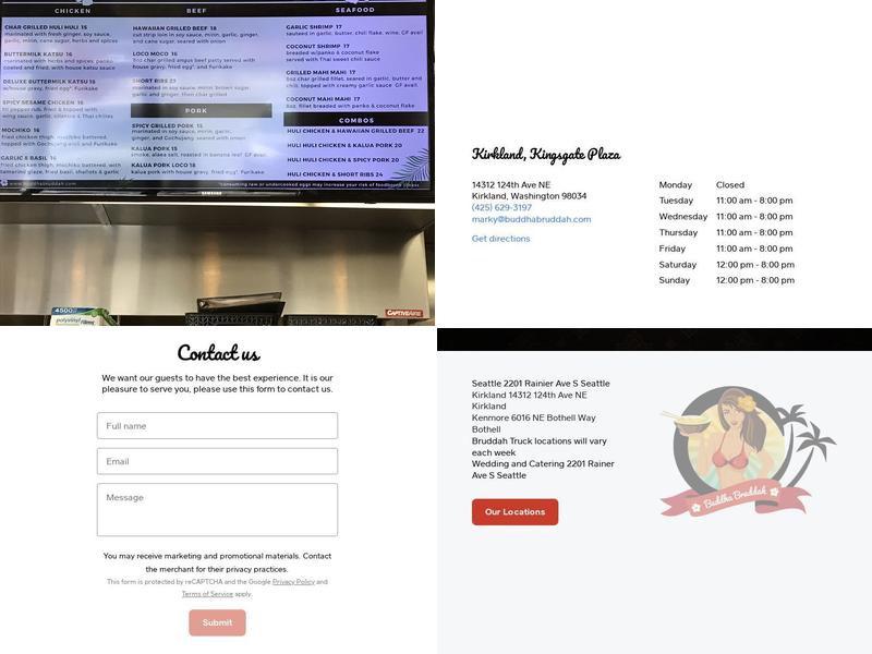 Buddha Bruddah Kenmore Menu