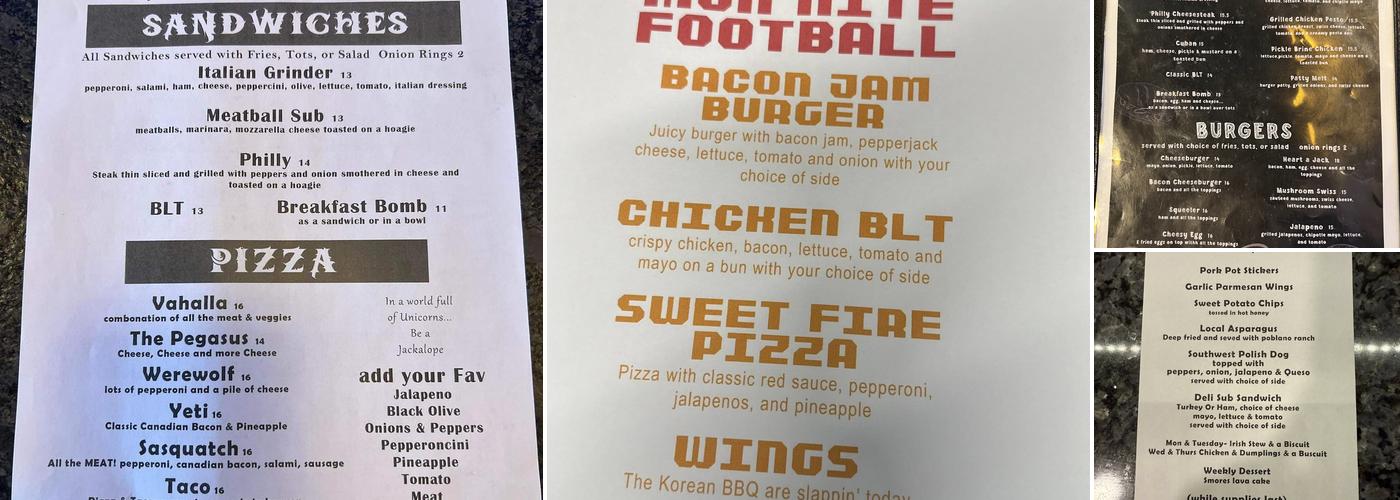 Jackalope Bar & Grill Menu