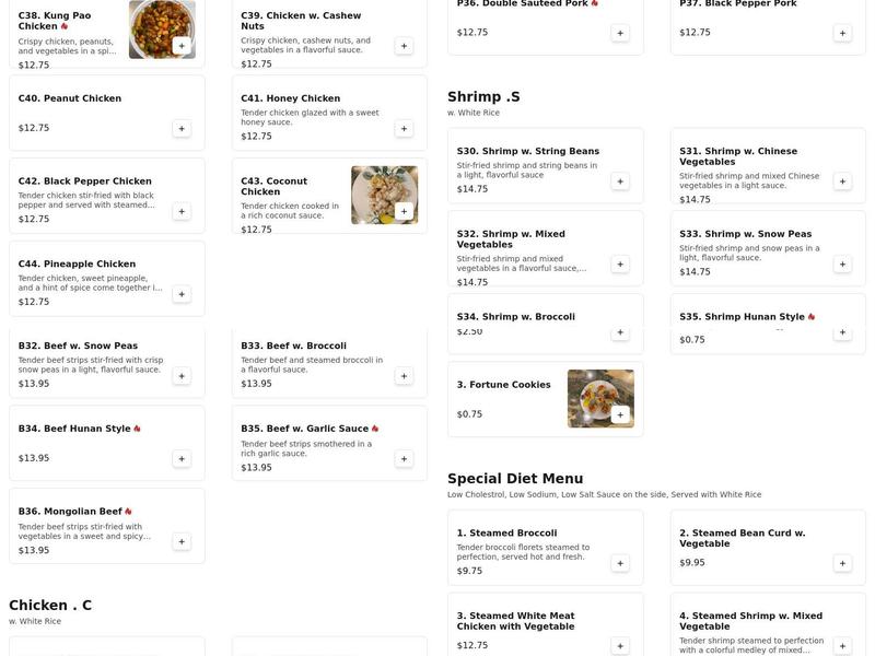 Peking Chinese Super Buffet Menu