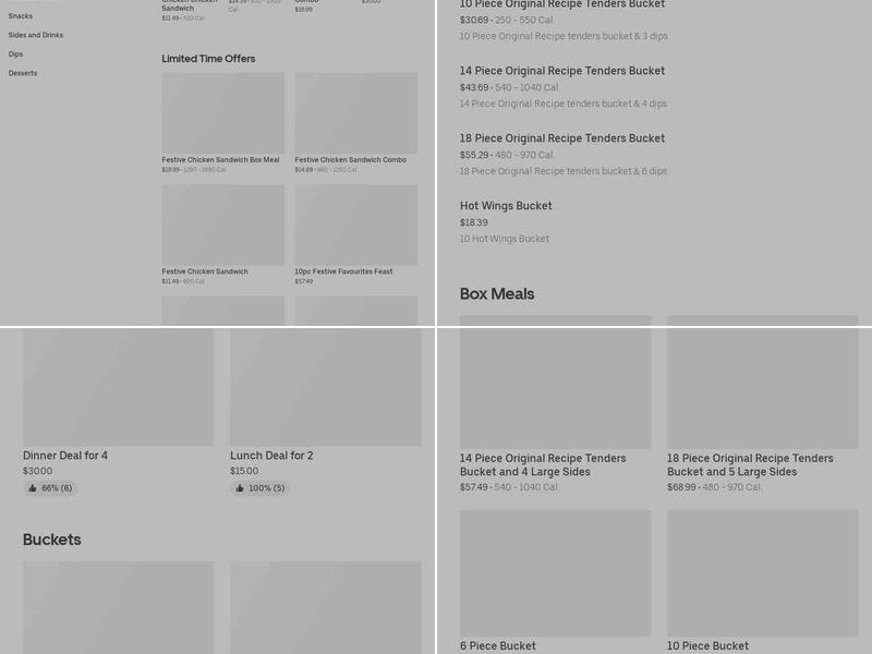 KFC Menu