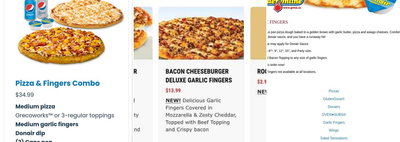 Greco Pizza Xpress Menu