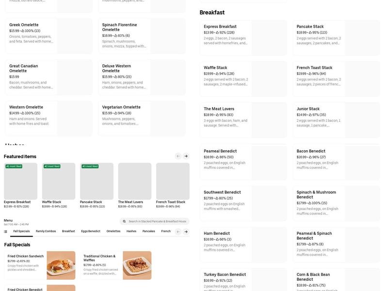 Stacked Pancake and Breakfast House Bowmanville Menu