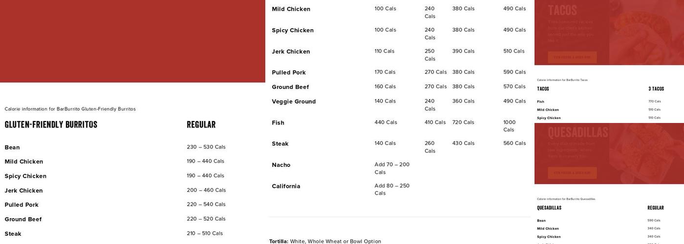 barBURRITO Menu