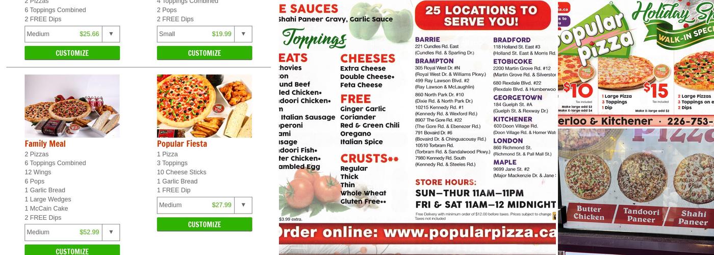 Popular Pizza Menu