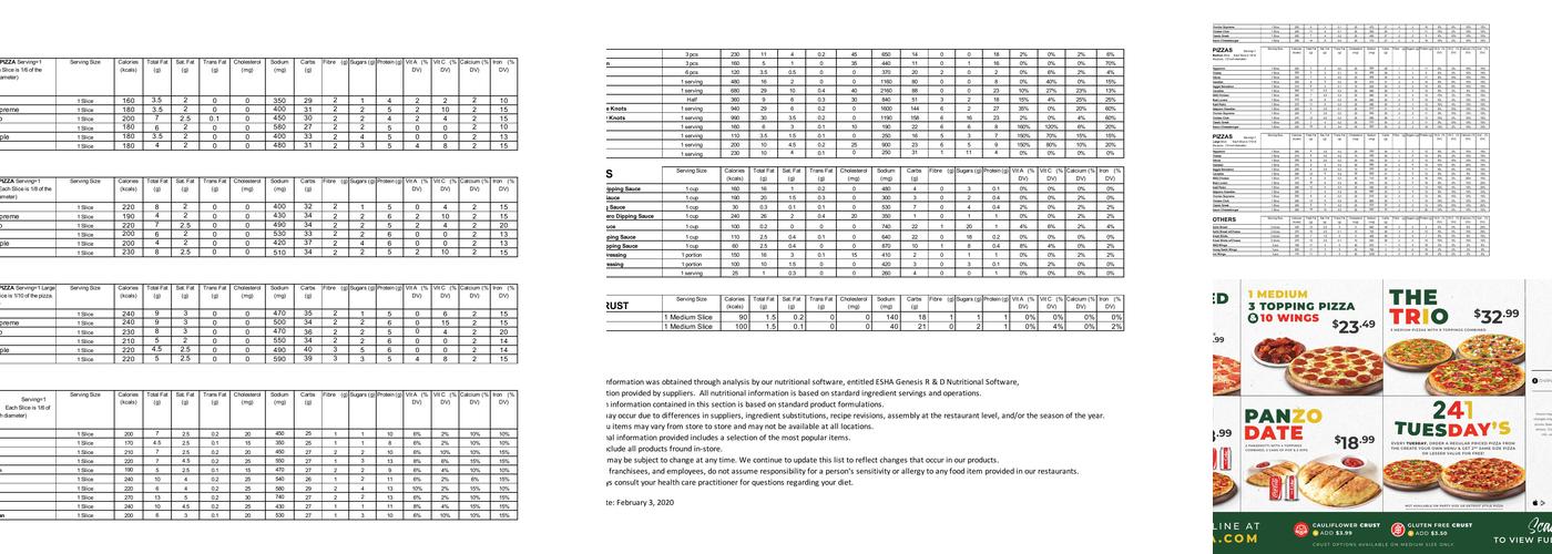 241 Pizza Menu