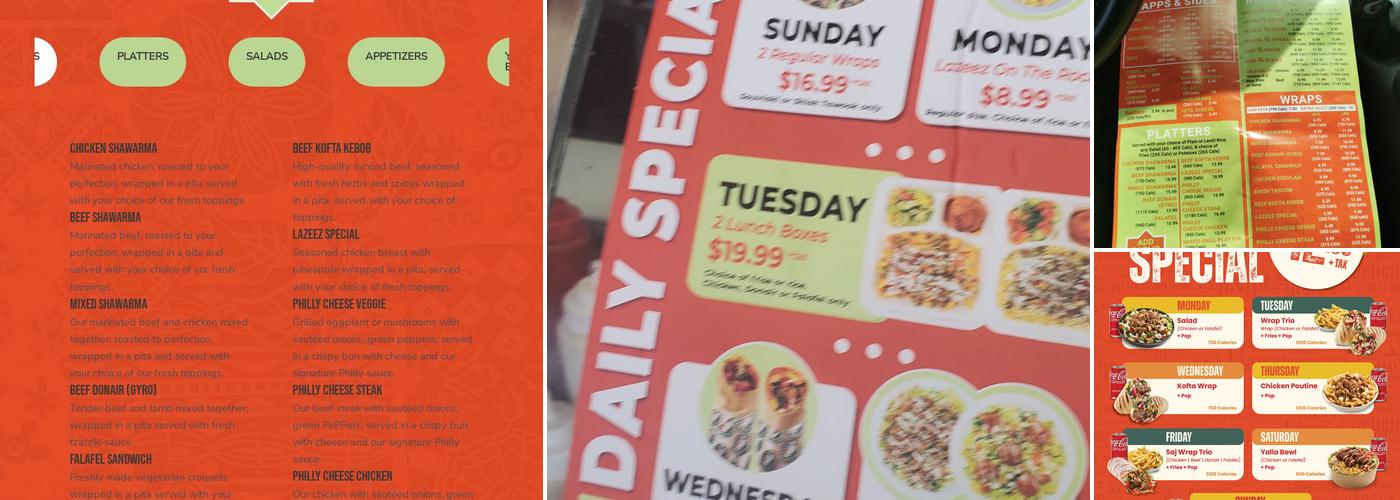 Lazeez Shawarma Menu