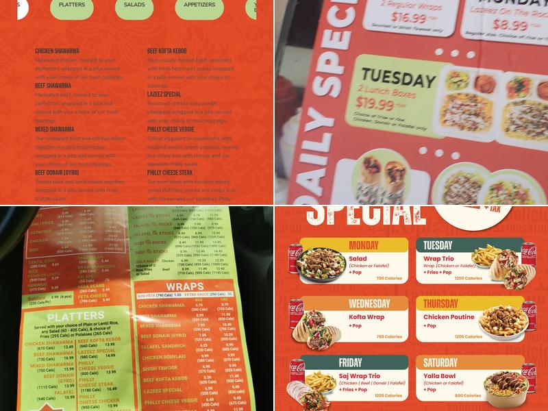 Lazeez Shawarma Menu