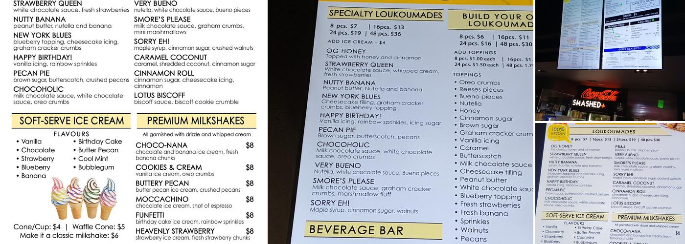 Loukoumaki x Smashed+ Menu