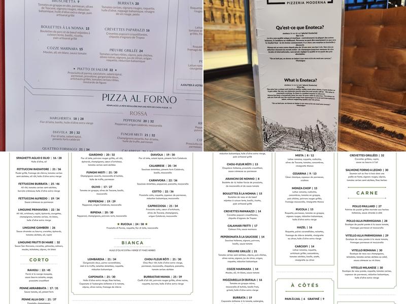 Enoteca Monza Pizzeria Moderna Menu