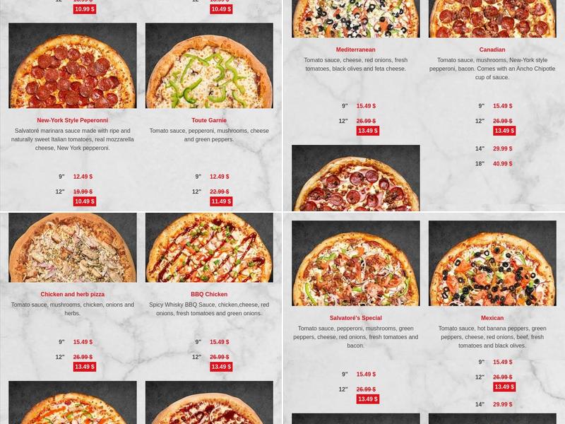 Pizza Salvatoré Menu