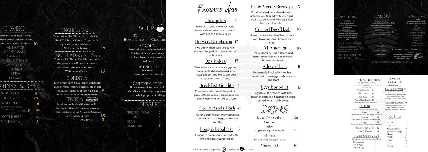 El Pastor Menu