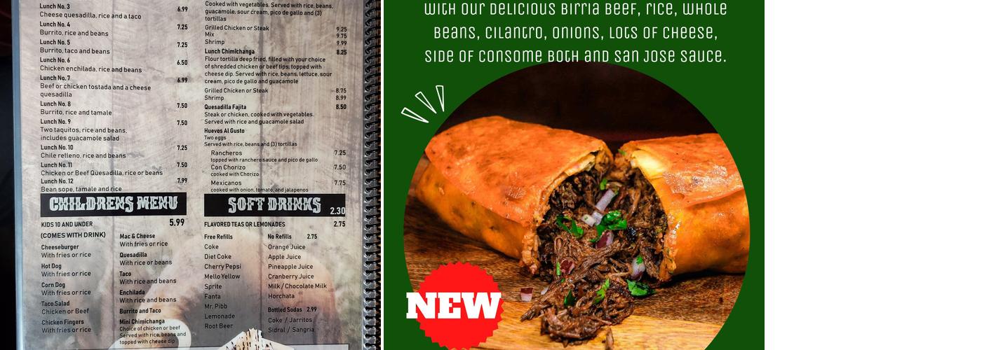 El Toro Menu