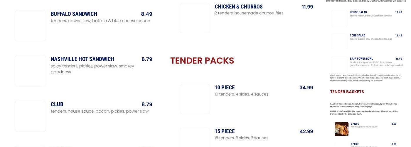 Comet Chicken Menu