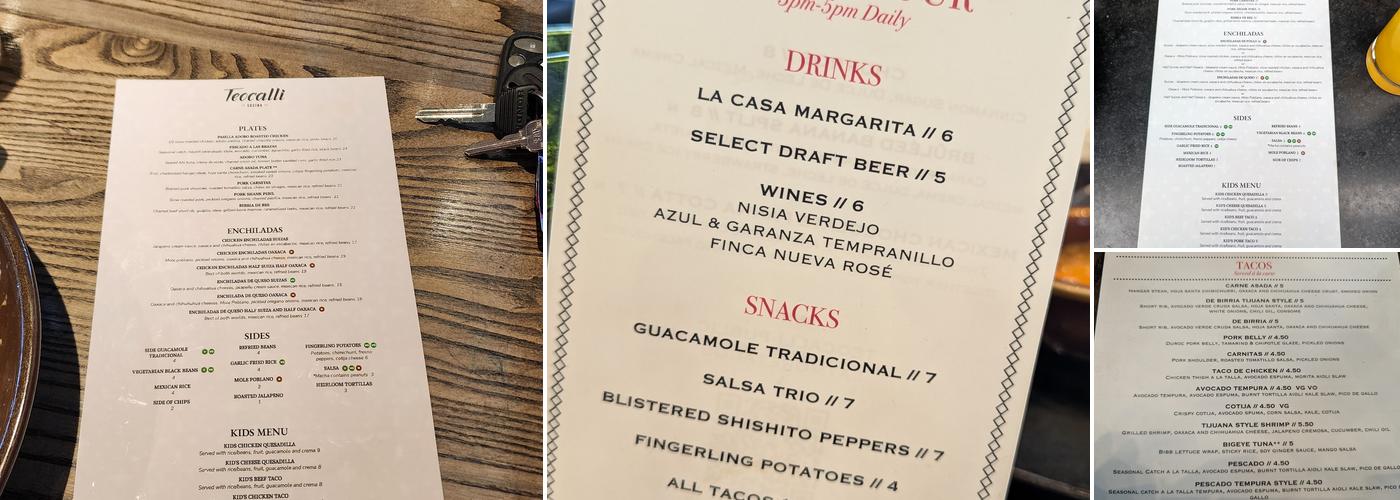 Teocalli Cocina Menu