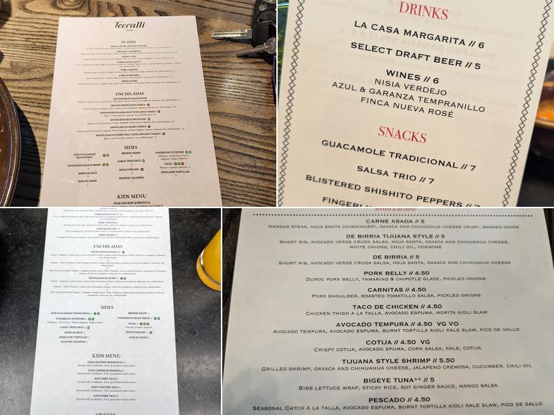 Teocalli Cocina Menu