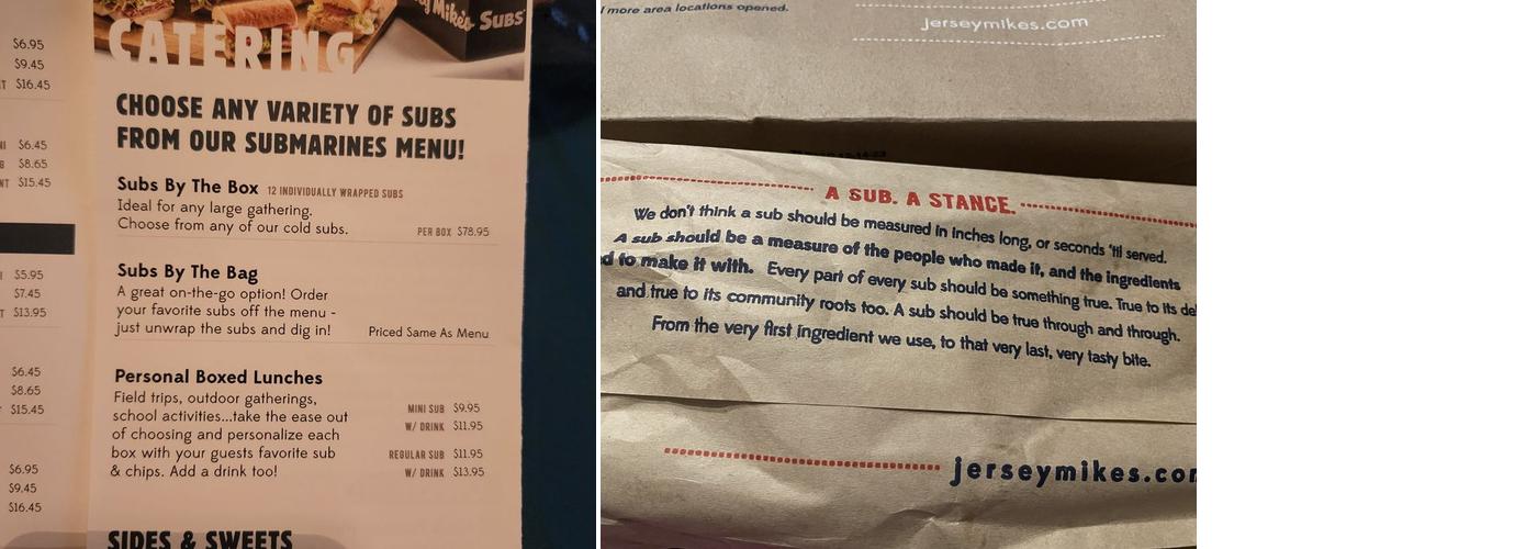 Jersey Mike's Subs Menu