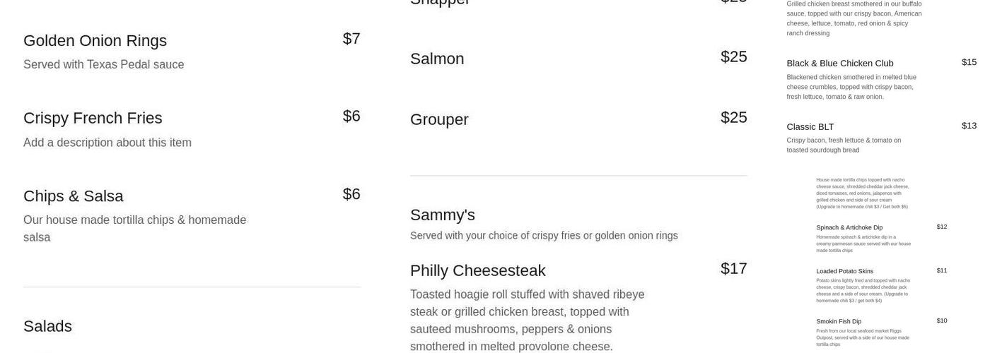 Drews brews and grille Menu