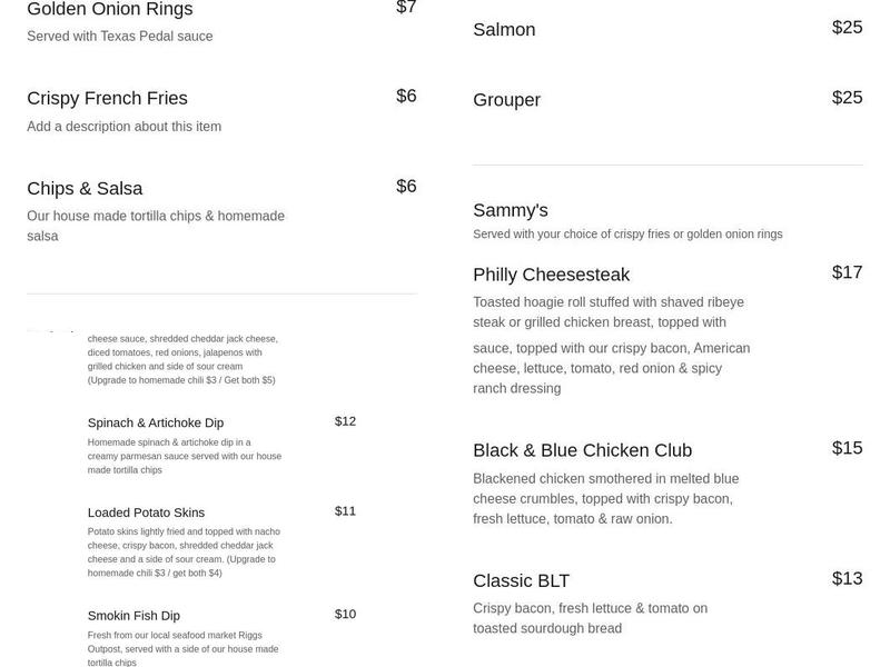 Drews brews and grille Menu