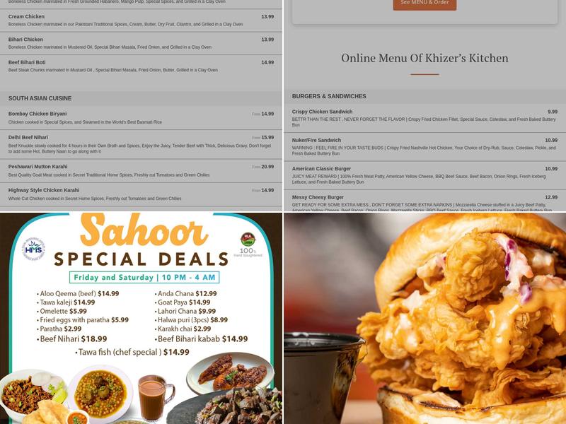 Khizer's Kitchen Menu