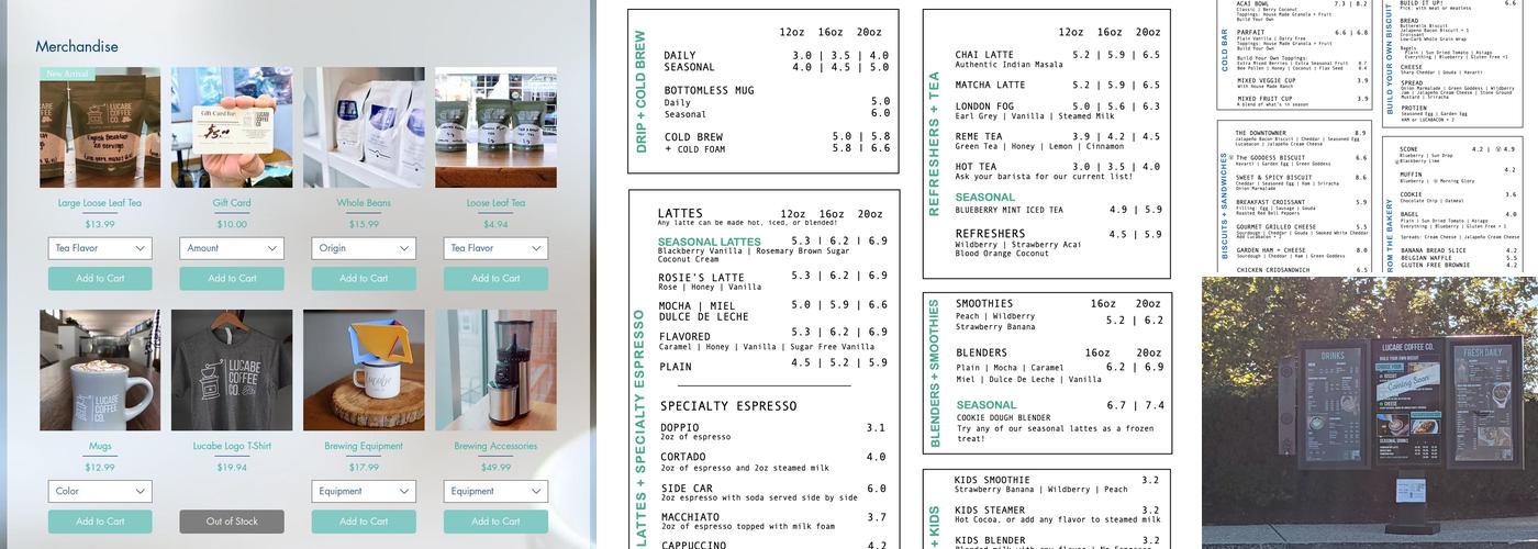 Lucabe Coffee Co. Menu