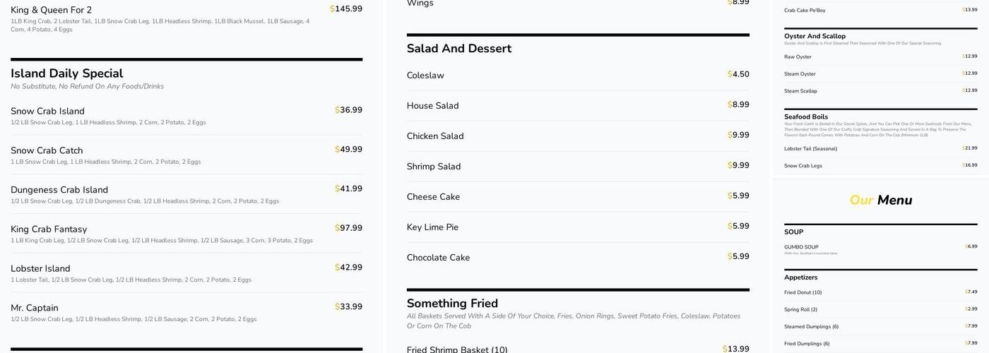 Crafty Crab Eastpointe Menu