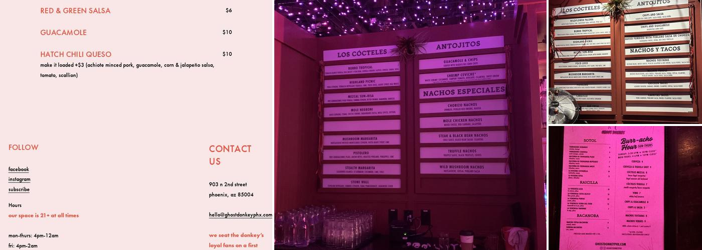 Ghost Donkey – Phoenix Menu