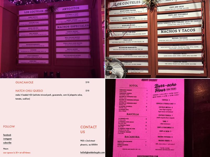 Ghost Donkey – Phoenix Menu