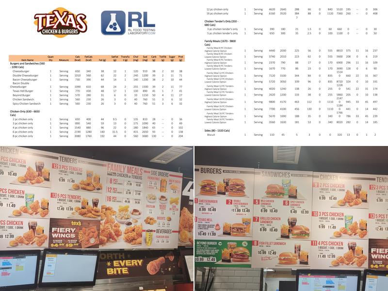 Tex's Chicken & Burgers Menu
