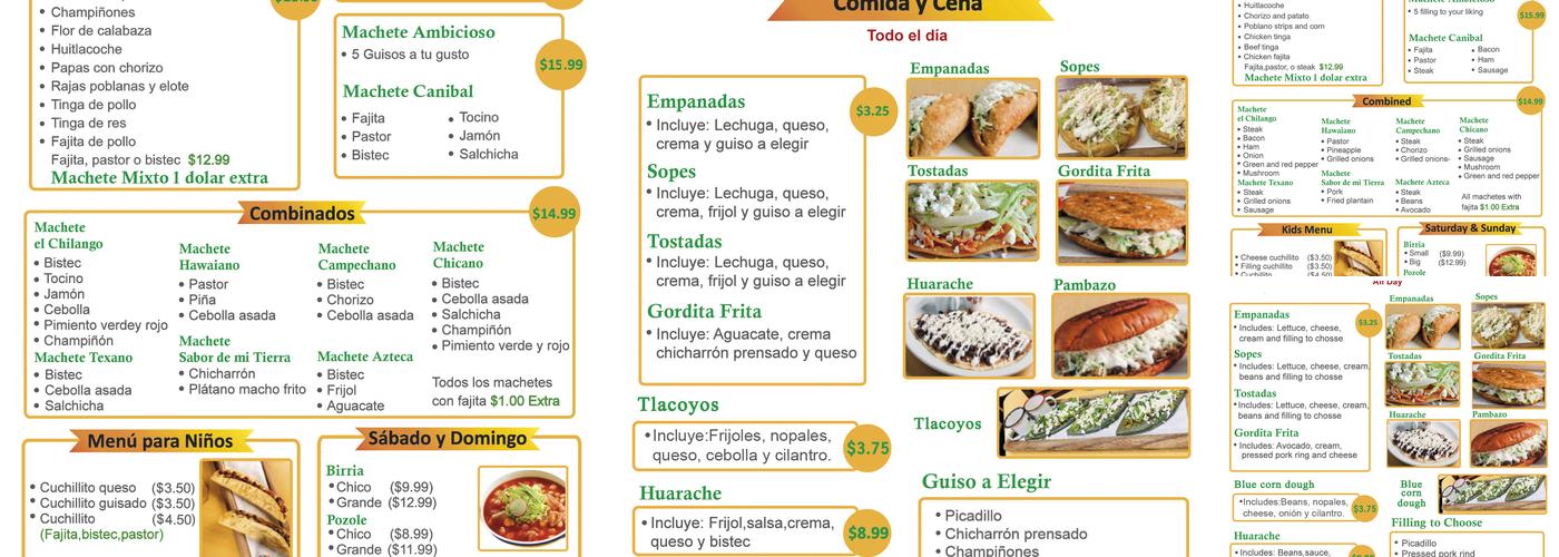Los Machetes Quesadillas Factory Menu
