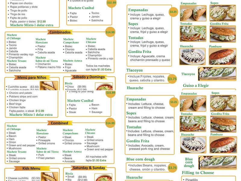 Los Machetes Quesadillas Factory Menu
