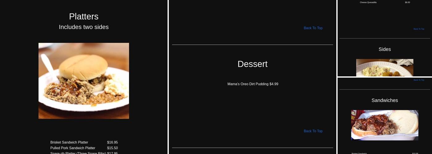 Big O's Pork & Dreams Menu