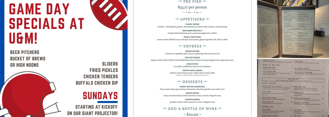 Union & Main Menu