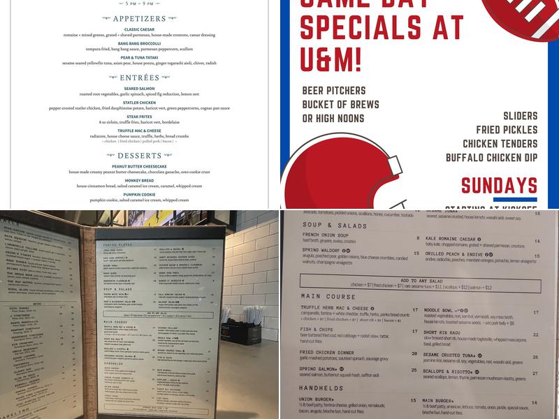 Union & Main Menu