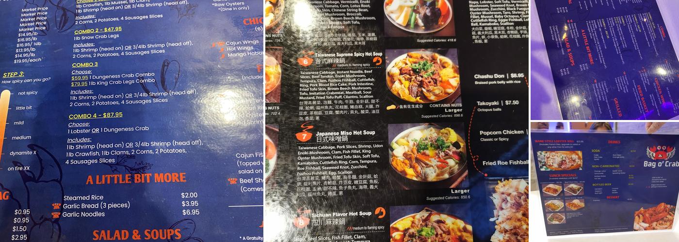Bag O Crab Menu