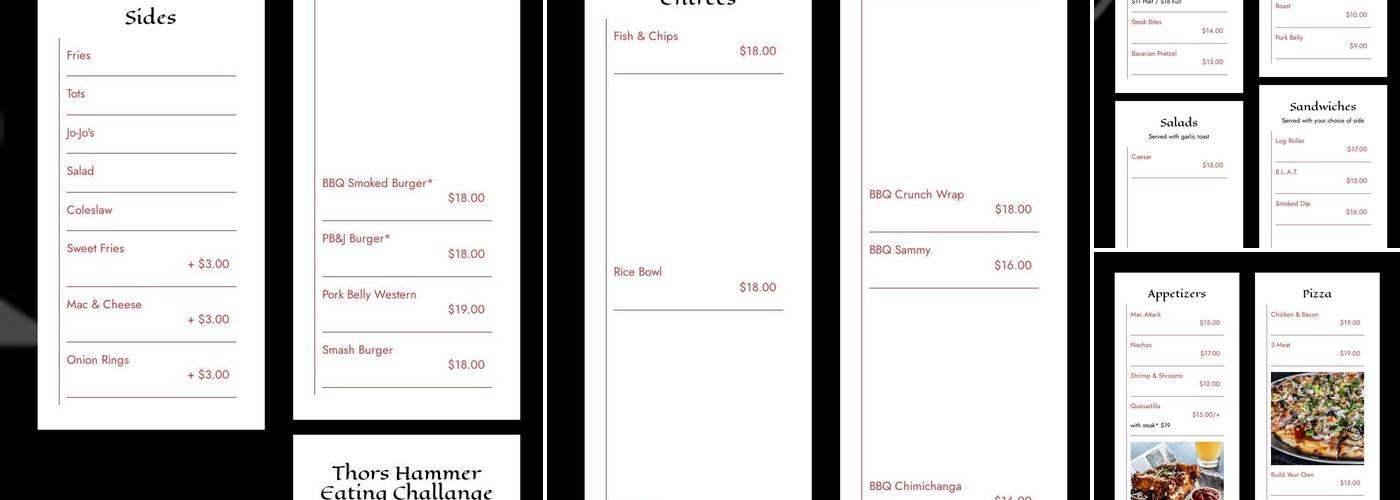 The Bearded Ginger Bar and Grill Menu