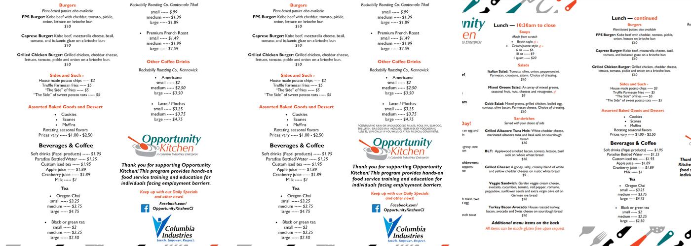 Opportunity Kitchen Menu