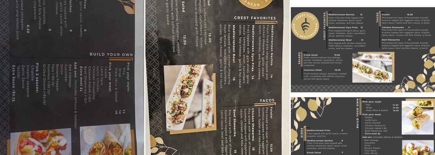 Crest Cafe Menu