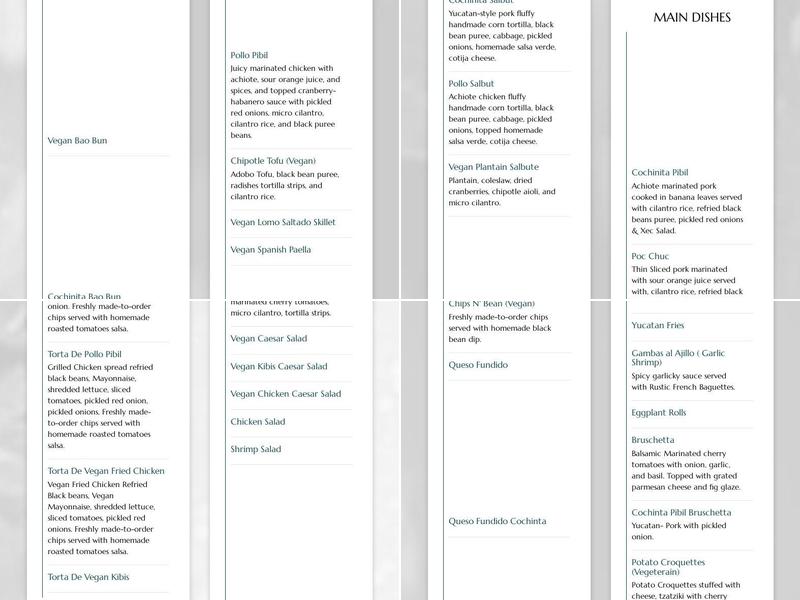 Mayan Kitchen Menu