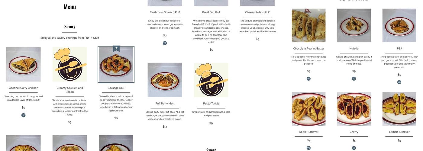Puff 'n' Stuff Menu